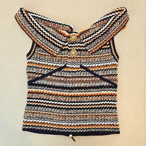 Authentic Chanel 17C Cuba Stripe Knit Off Shoulder Top